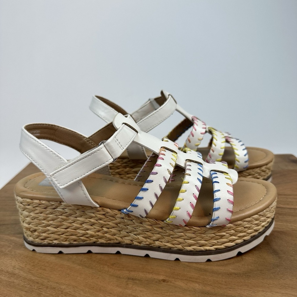 New Big‎ Girls Dolce Vita Vivica White Faux Leather Espadrille Sandals Size 5 Y